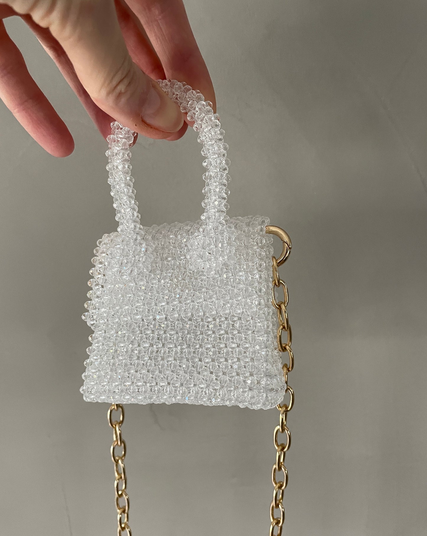 Nano Handtasche aus Glasperlen kristallklar