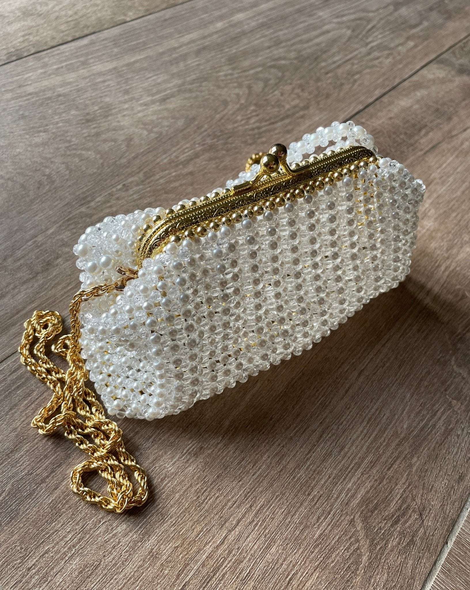 Handtasche in Vintage Style aus Bergkristall klar - GRAYSS FASHION & HOME